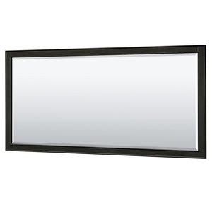 Deborah 72 Inch Double Bathroom Vanity in Dark Espresso No Countertop No Sinks and 70 Inch Mirror
