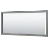 Deborah 72 Inch Double Bathroom Vanity in Dark Gray No Countertop No Sinks and 70 Inch Mirror