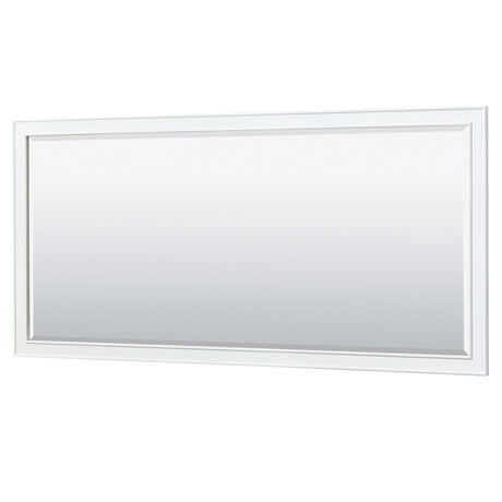 Deborah 72 Inch Double Bathroom Vanity in White No Countertop No Sinks Matte Black Trim 70 Inch Mirror