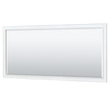 Deborah 80 Inch Double Bathroom Vanity in White No Countertop No Sinks Brushed Gold Trim 70 Inch Mirror