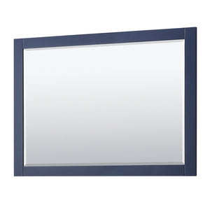 Avery 48 Inch Double Bathroom Vanity in Dark Blue Carrara Cultured Marble Countertop Undermount Square Sinks Matte Black Trim 46 Inch Mirror