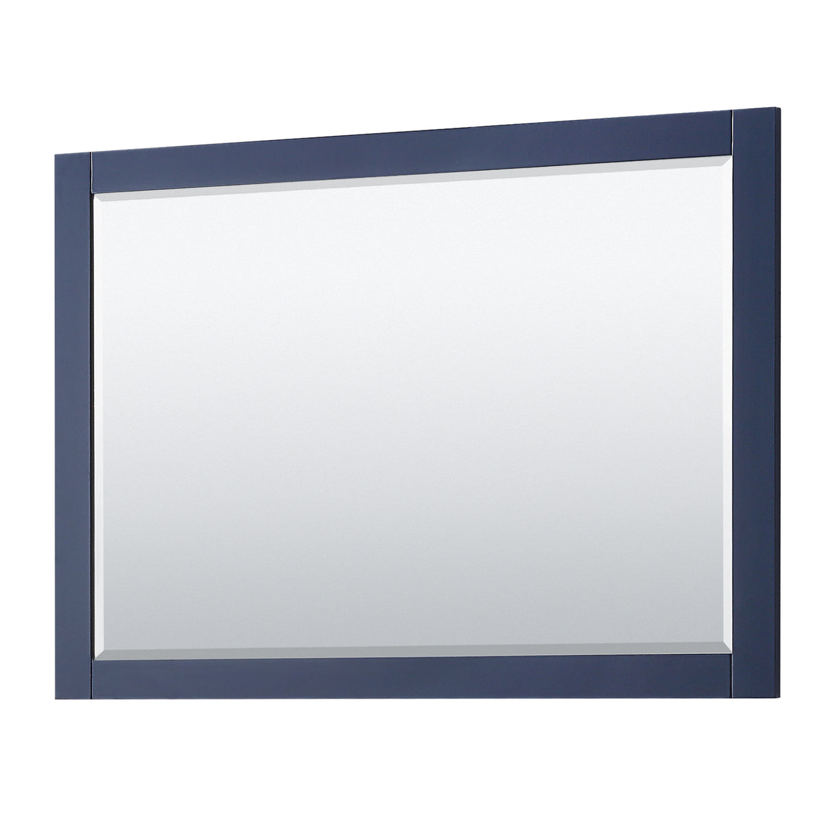 Avery 48 Inch Double Bathroom Vanity in Dark Blue White Carrara Marble Countertop Undermount Square Sinks 46 Inch Mirror