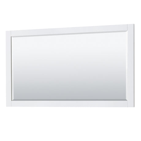 Avery 60 Inch Double Bathroom Vanity in White No Countertop No Sinks and 58 Inch Mirror