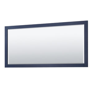 Avery 72 Inch Double Bathroom Vanity in Dark Blue Carrara Cultured Marble Countertop Undermount Square Sinks Matte Black Trim 70 Inch Mirror