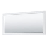 Avery 80 Inch Double Bathroom Vanity in White White Cultured Marble Countertop Undermount Square Sinks 70 Inch Mirror