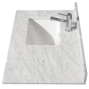 Daria 36 Inch Single Bathroom Vanity in White White Carrara Marble Countertop Undermount Square Sink and Medicine Cabinet