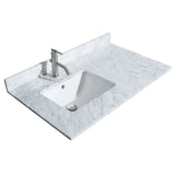 Daria 36 Inch Single Bathroom Vanity in Dark Gray White Carrara Marble Countertop Undermount Square Sink Matte Black Trim