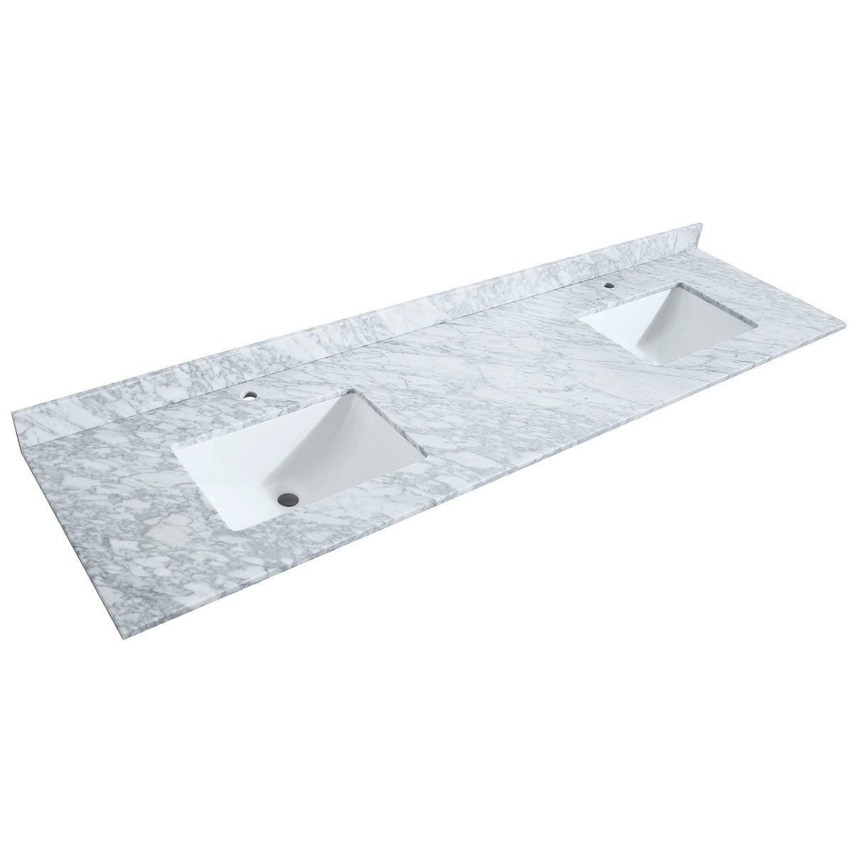 Daria 80 Inch Double Bathroom Vanity in White White Carrara Marble Countertop Undermount Square Sinks and 24 Inch Mirrors