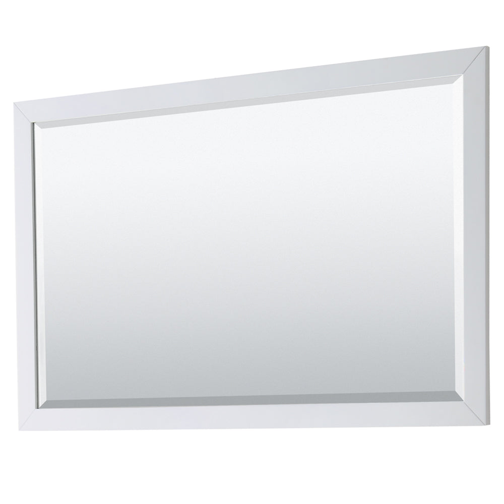 Daria 60 Inch Double Bathroom Vanity in White White Carrara Marble Countertop Undermount Square Sinks 58 Inch Mirror Brushed Gold Trim