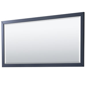 Daria 72 Inch Double Bathroom Vanity in Dark Blue No Countertop No Sink Matte Black Trim 70 Inch Mirror