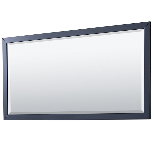 Daria 80 Inch Double Bathroom Vanity in Dark Blue White Cultured Marble Countertop Undermount Square Sinks 70 Inch Mirror