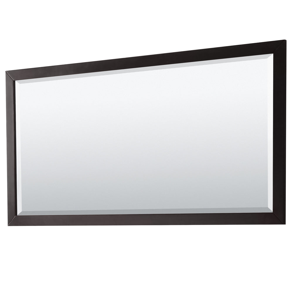 Daria 80 Inch Double Bathroom Vanity in Dark Espresso White Carrara Marble Countertop Undermount Square Sinks and 70 Inch Mirror