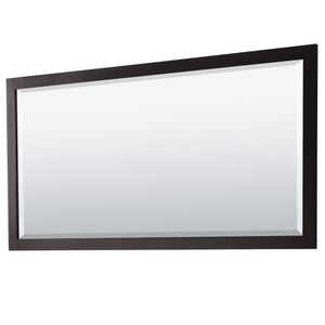 Daria 80 Inch Double Bathroom Vanity in Dark Espresso White Carrara Marble Countertop Undermount Square Sinks and 70 Inch Mirror