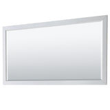 Daria 72 Inch Double Bathroom Vanity in White White Cultured Marble Countertop Undermount Square Sinks 70 Inch Mirror Brushed Gold Trim