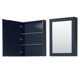 Daria 30 Inch Single Bathroom Vanity in Dark Blue Carrara Cultured Marble Countertop Undermount Square Sink Matte Black Trim Medicine Cabinet