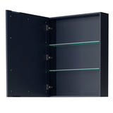 Daria 48 Inch Single Bathroom Vanity in Dark Blue No Countertop No Sink Matte Black Trim Medicine Cabinet