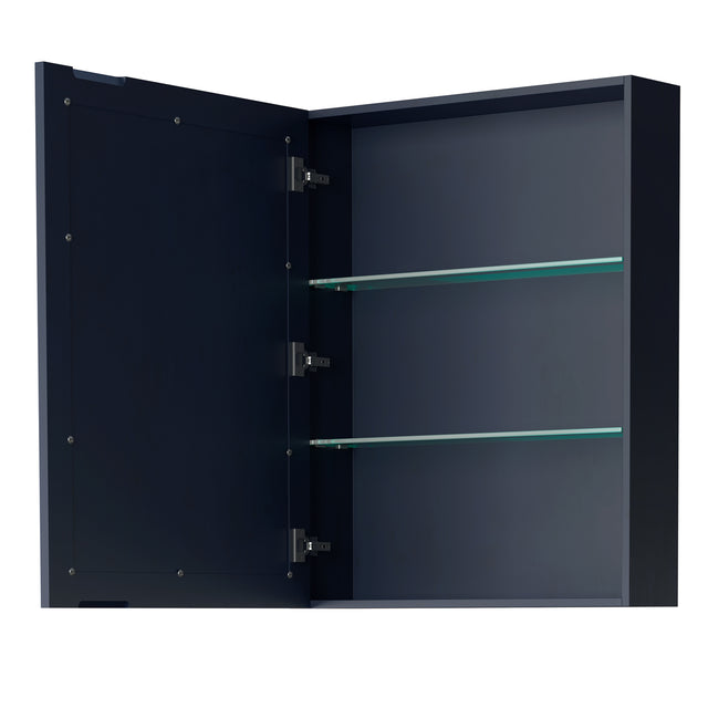Daria 80 Inch Double Bathroom Vanity in Dark Blue White Cultured Marble Countertop Undermount Square Sinks Medicine Cabinets