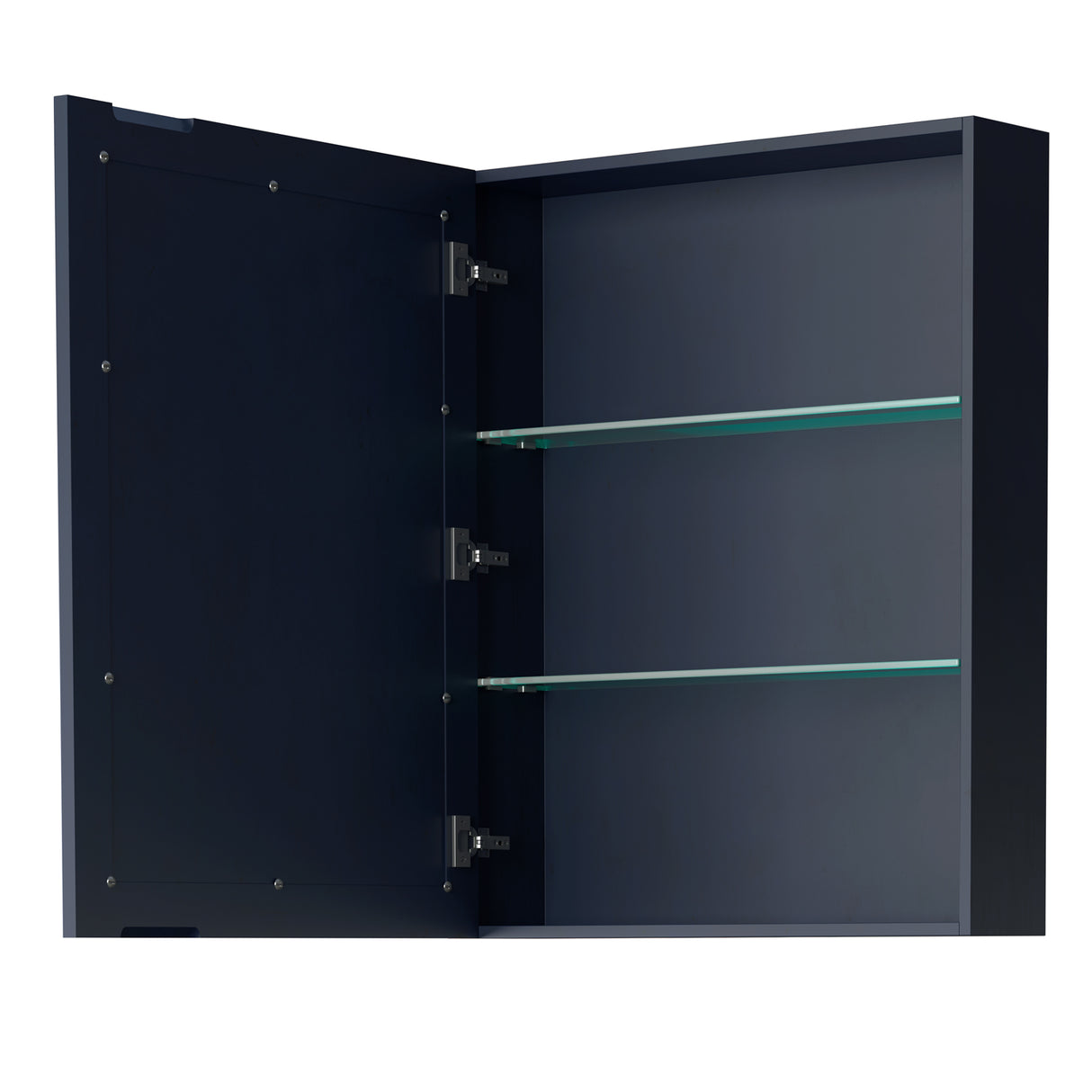 Daria 72 Inch Double Bathroom Vanity in Dark Blue No Countertop No Sink Matte Black Trim Medicine Cabinets