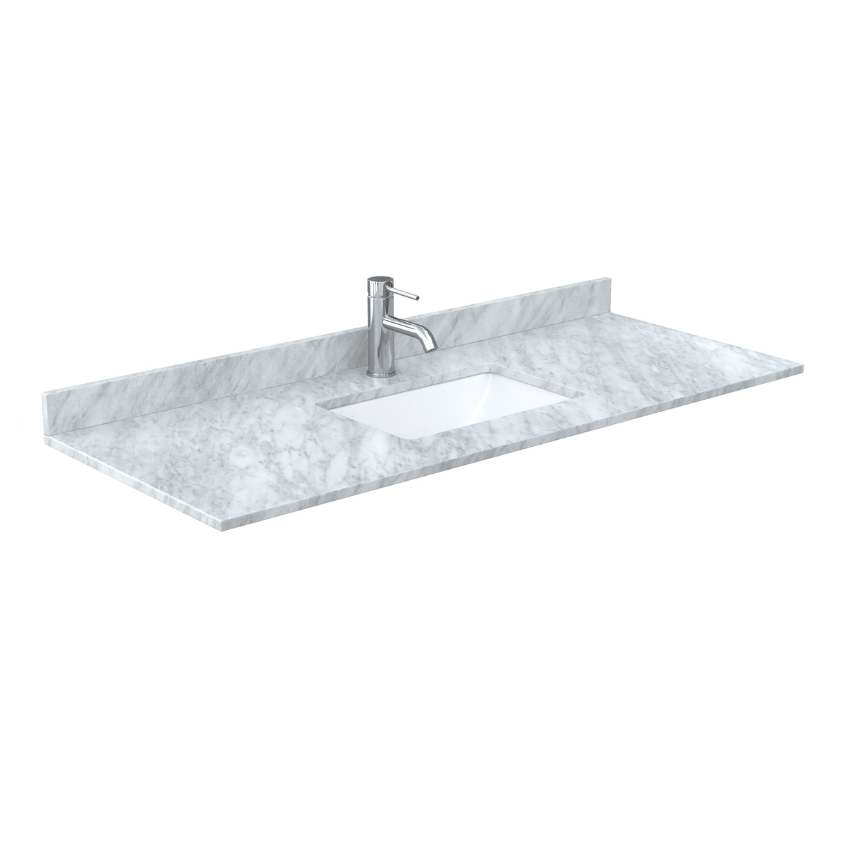 Miranda 54 Inch Single Bathroom Vanity in White White Carrara Marble Countertop Undermount Square Sink Matte Black Trim