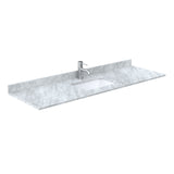 Miranda 66 Inch Single Bathroom Vanity in Dark Gray White Carrara Marble Countertop Undermount Square Sink Matte Black Trim