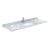 Miranda 66 Inch Single Bathroom Vanity in Dark Gray White Carrara Marble Countertop Undermount Square Sink Brushed Gold Trim