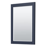 Miranda 30 Inch Single Bathroom Vanity in Dark Blue Carrara Cultured Marble Countertop Undermount Square Sink Brushed Gold Trim 24 Inch Mirror