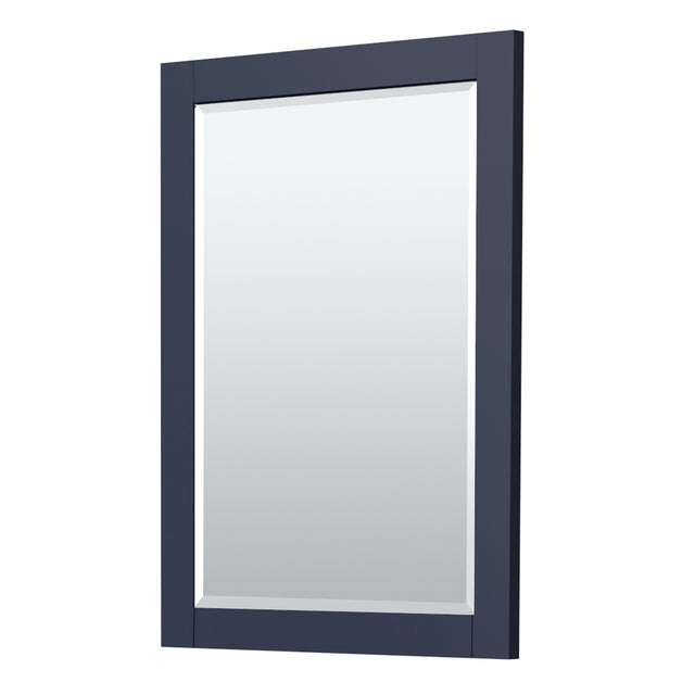 Miranda 30 Inch Single Bathroom Vanity in Dark Blue Carrara Cultured Marble Countertop Undermount Square Sink Brushed Gold Trim 24 Inch Mirror
