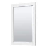 Miranda 30 Inch Single Bathroom Vanity in White Carrara Cultured Marble Countertop Undermount Square Sink Brushed Gold Trim 24 Inch Mirror