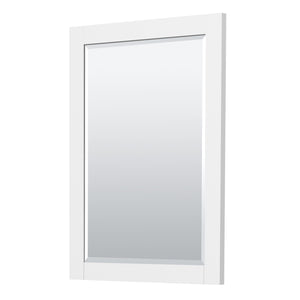Miranda 30 Inch Single Bathroom Vanity in White White Cultured Marble Countertop Undermount Square Sink Matte Black Trim 24 Inch Mirror