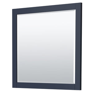 Miranda 42 Inch Single Bathroom Vanity in Dark Blue No Countertop No Sink Brushed Gold Trim 34 Inch Mirror