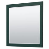 Miranda 36 Inch Single Bathroom Vanity in Green White Carrara Marble Countertop Undermount Square Sink Brushed Gold Trim 34 Inch Mirror