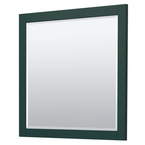 Miranda 36 Inch Single Bathroom Vanity in Green White Cultured Marble Countertop Undermount Square Sink Brushed Gold Trim 34 Inch Mirror