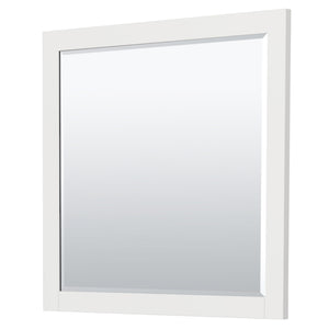 Miranda 42 Inch Single Bathroom Vanity in White White Cultured Marble Countertop Undermount Square Sink Brushed Nickel Trim 34 Inch Mirror