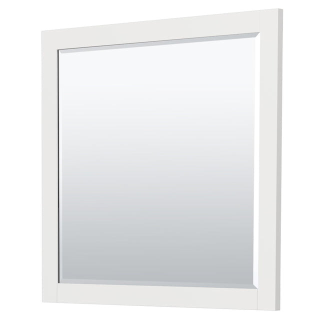Miranda 42 Inch Single Bathroom Vanity in White White Cultured Marble Countertop Undermount Square Sink Brushed Nickel Trim 34 Inch Mirror