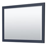 Miranda 54 Inch Single Bathroom Vanity in Dark Blue White Cultured Marble Countertop Undermount Square Sink Brushed Gold Trim 46 Inch Mirror