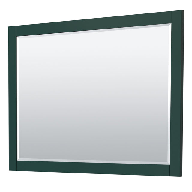 Miranda 54 Inch Single Bathroom Vanity in Green Carrara Cultured Marble Countertop Undermount Square Sink Brushed Gold Trim 46 Inch Mirror