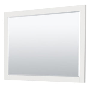 Miranda 54 Inch Single Bathroom Vanity in White No Countertop No Sink Brushed Gold Trim 46 Inch Mirror