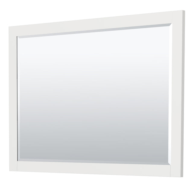 Miranda 54 Inch Single Bathroom Vanity in White White Cultured Marble Countertop Undermount Square Sink Matte Black Trim 46 Inch Mirror