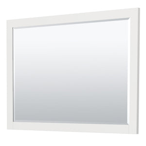Miranda 54 Inch Single Bathroom Vanity in White White Cultured Marble Countertop Undermount Square Sink Brushed Gold Trim 46 Inch Mirror