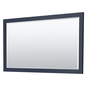 Miranda 66 Inch Single Bathroom Vanity in Dark Blue No Countertop No Sink Brushed Gold Trim 58 Inch Mirror
