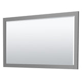 Miranda 60 Inch Double Bathroom Vanity in Dark Gray 1.25 Inch Thick Matte White Solid Surface Countertop Integrated Sinks Brushed Nickel Trim 58 Inch Mirror