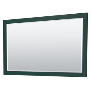 Miranda 60 Inch Single Bathroom Vanity in Green White Cultured Marble Countertop Undermount Square Sink Brushed Gold Trim 58 Inch Mirror