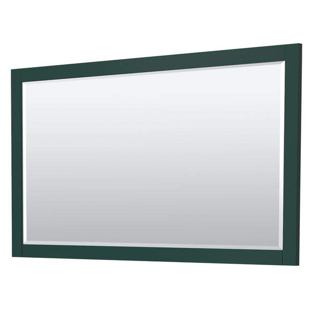 Miranda 66 Inch Single Bathroom Vanity in Green White Cultured Marble Countertop Undermount Square Sink Brushed Nickel Trim 58 Inch Mirror