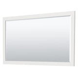 Miranda 60 Inch Double Bathroom Vanity in White No Countertop No Sink Brushed Gold Trim 58 Inch Mirror