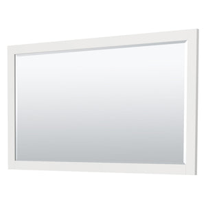 Miranda 66 Inch Double Bathroom Vanity in White No Countertop No Sink Brushed Nickel Trim 58 Inch Mirror