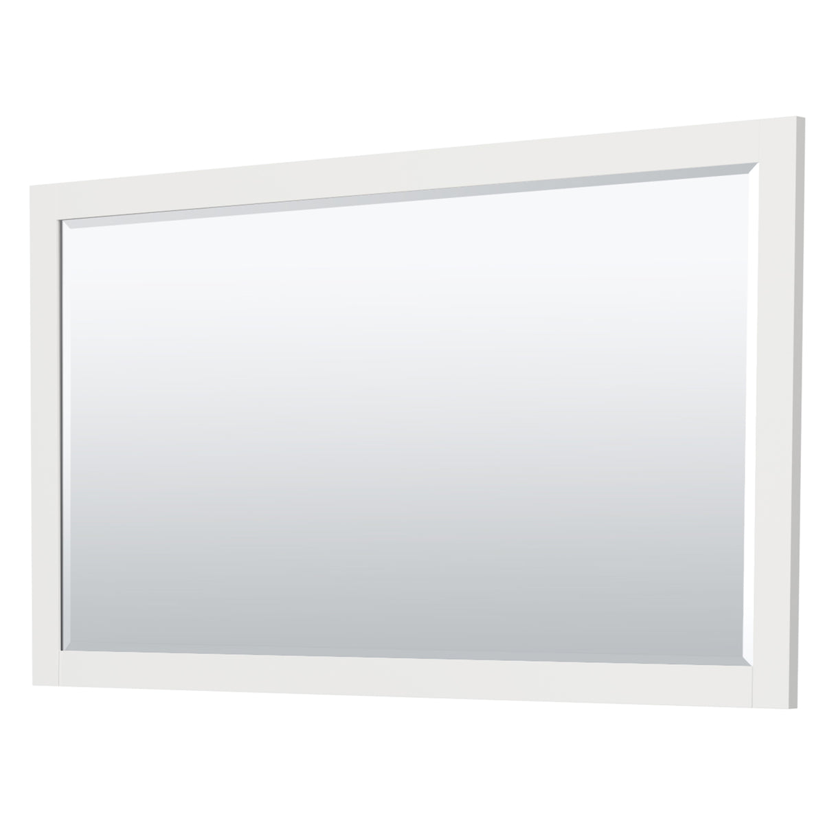 Miranda 66 Inch Double Bathroom Vanity in White No Countertop No Sink Matte Black Trim 58 Inch Mirror