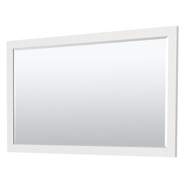 Miranda 60 Inch Double Bathroom Vanity in White White Carrara Marble Countertop Undermount Square Sinks Brushed Gold Trim 58 Inch Mirror