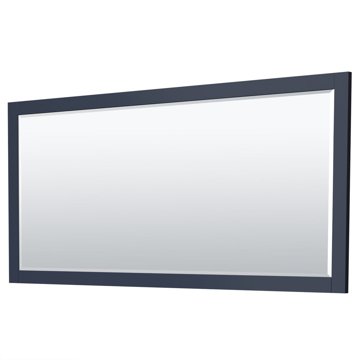 Miranda 84 Inch Double Bathroom Vanity in Dark Blue White Cultured Marble Countertop Undermount Square Sinks Brushed Nickel Trim 70 Inch Mirror