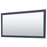 Miranda 84 Inch Double Bathroom Vanity in Dark Blue White Cultured Marble Countertop Undermount Square Sinks Matte Black Trim 70 Inch Mirror