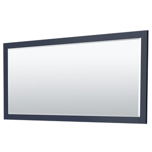 Miranda 84 Inch Double Bathroom Vanity in Dark Blue White Cultured Marble Countertop Undermount Square Sinks Brushed Gold Trim 70 Inch Mirror